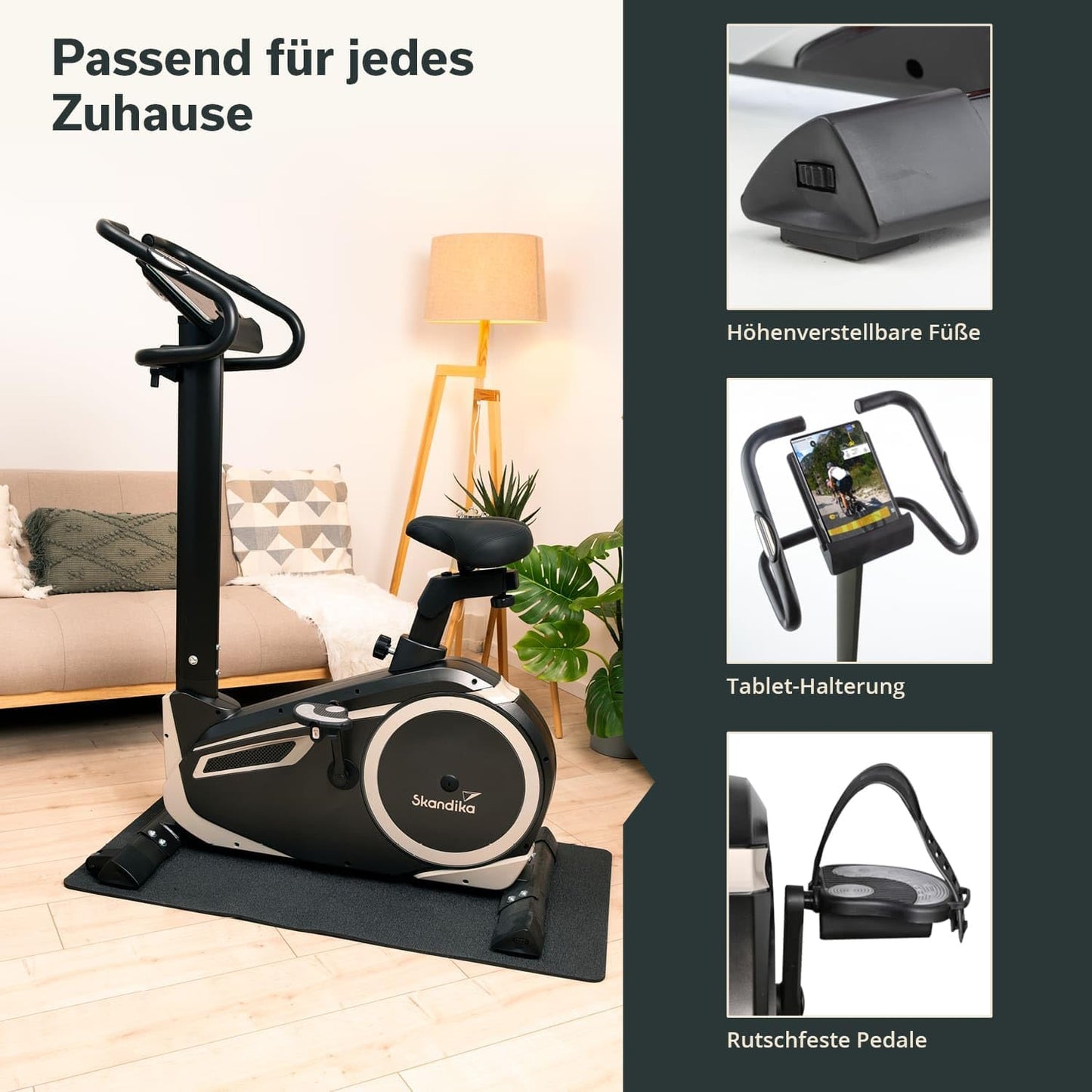 Morpheus: Ergometer mit App‑Steuerung, Pulsgurt und Tablethalter
