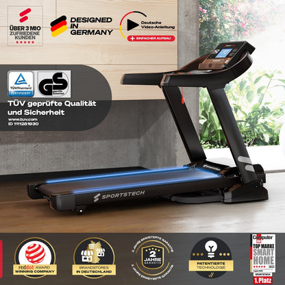 F37s: Klappbares Laufband, 7 PS, 20 km/h, Steigung & App