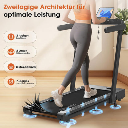 Faltbares Laufband: Walking Pad mit Steigung für Zuhause