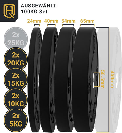 50mm Vollgummi Bumper Plates - Gewichtsscheiben Set für Training