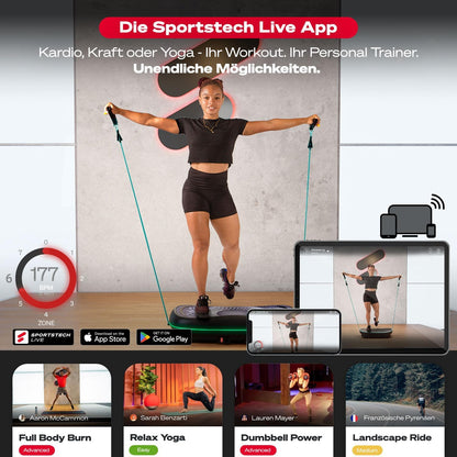 4D Vibrationsplatte: Smart LED, Bluetooth, Fitness & Yoga