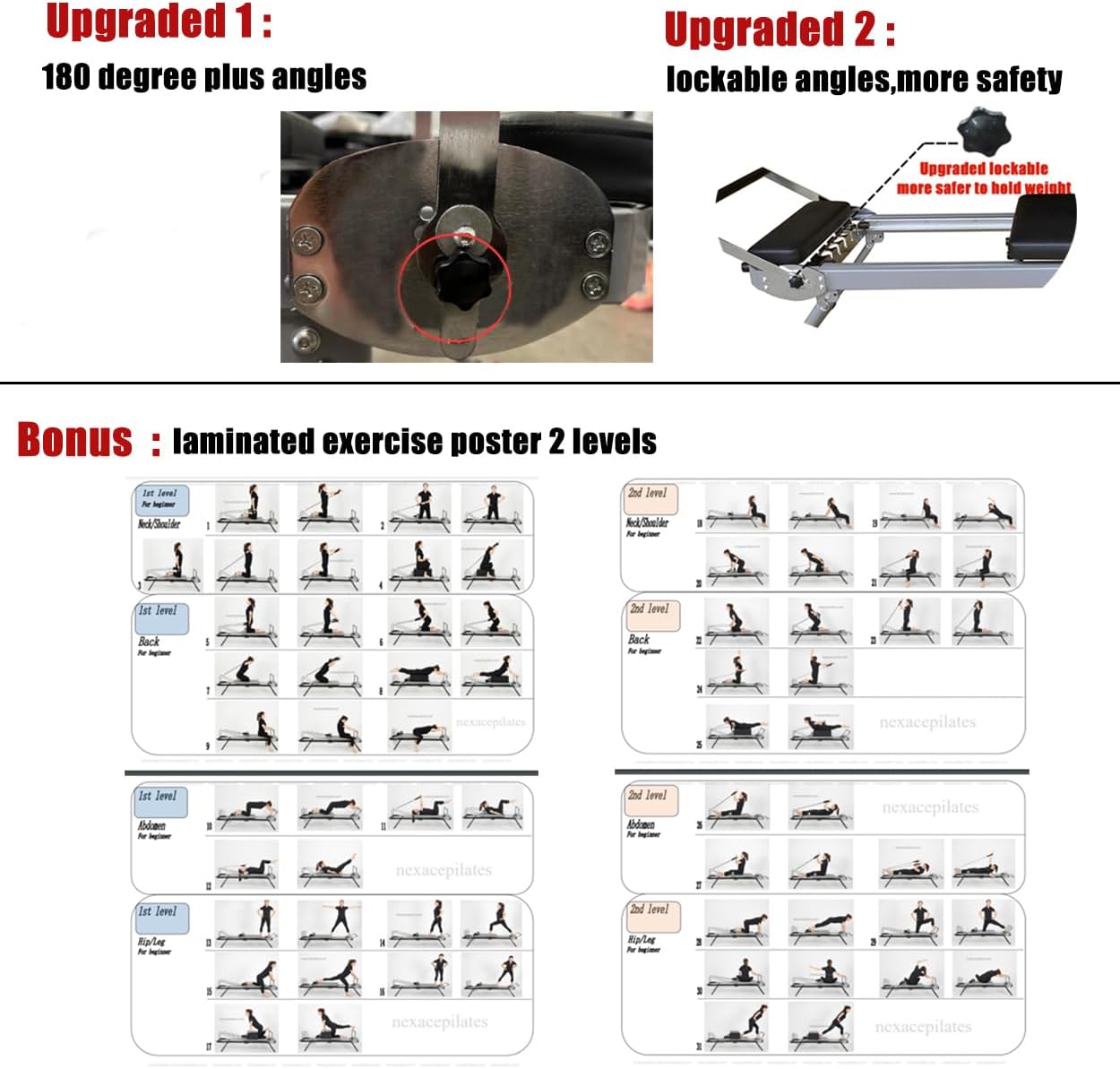Pilates Reformer für Zuhause, Faltbarer Pilates Reformer Heimgebrauch