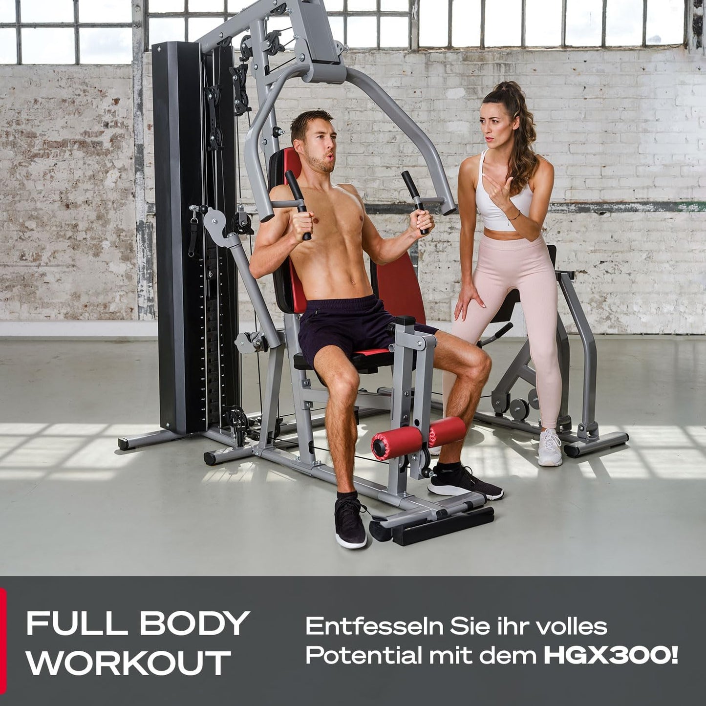 HGX300: Multifunktions-Kraftstation mit Beinpresse, Stepper & Powertower