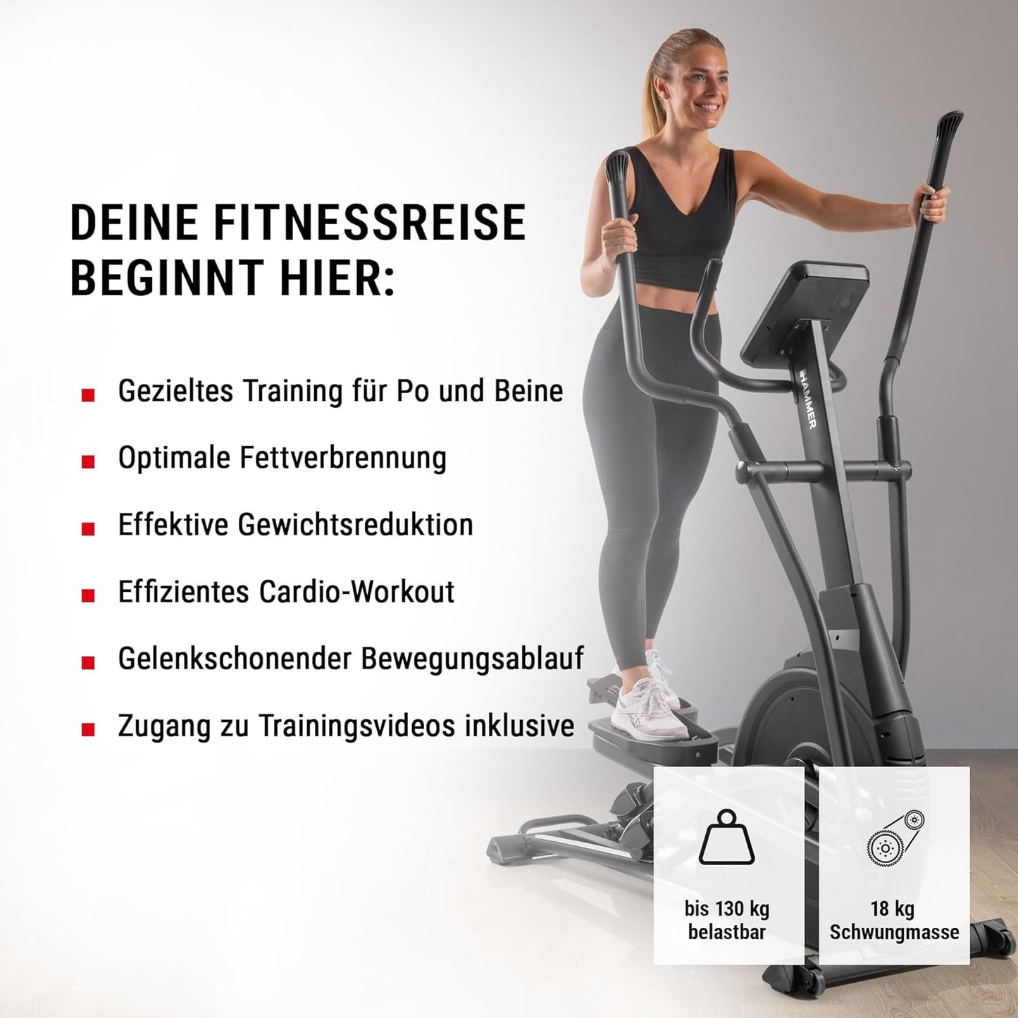 SpeedMotion II: Crosstrainer mit Steigung, 24 Programmen & 18 kg Schwungmasse