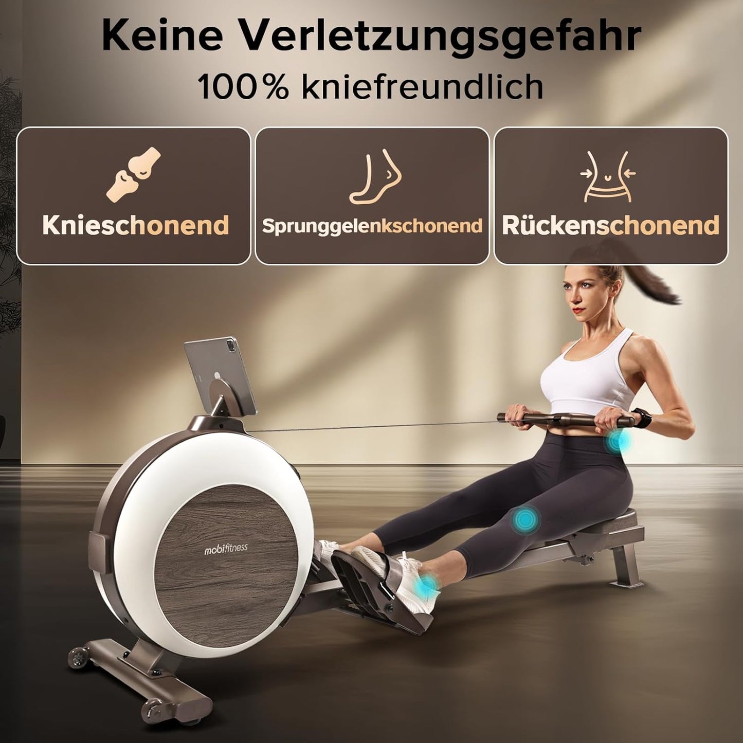 Rudergerät: Magnetisch, leise, 40 Widerstände, LED
