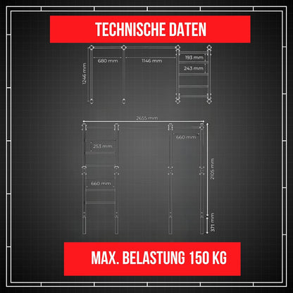 Calisthenics Turnstange: Wetterfeste Garten-Kraftstation mit Hangelleiter
