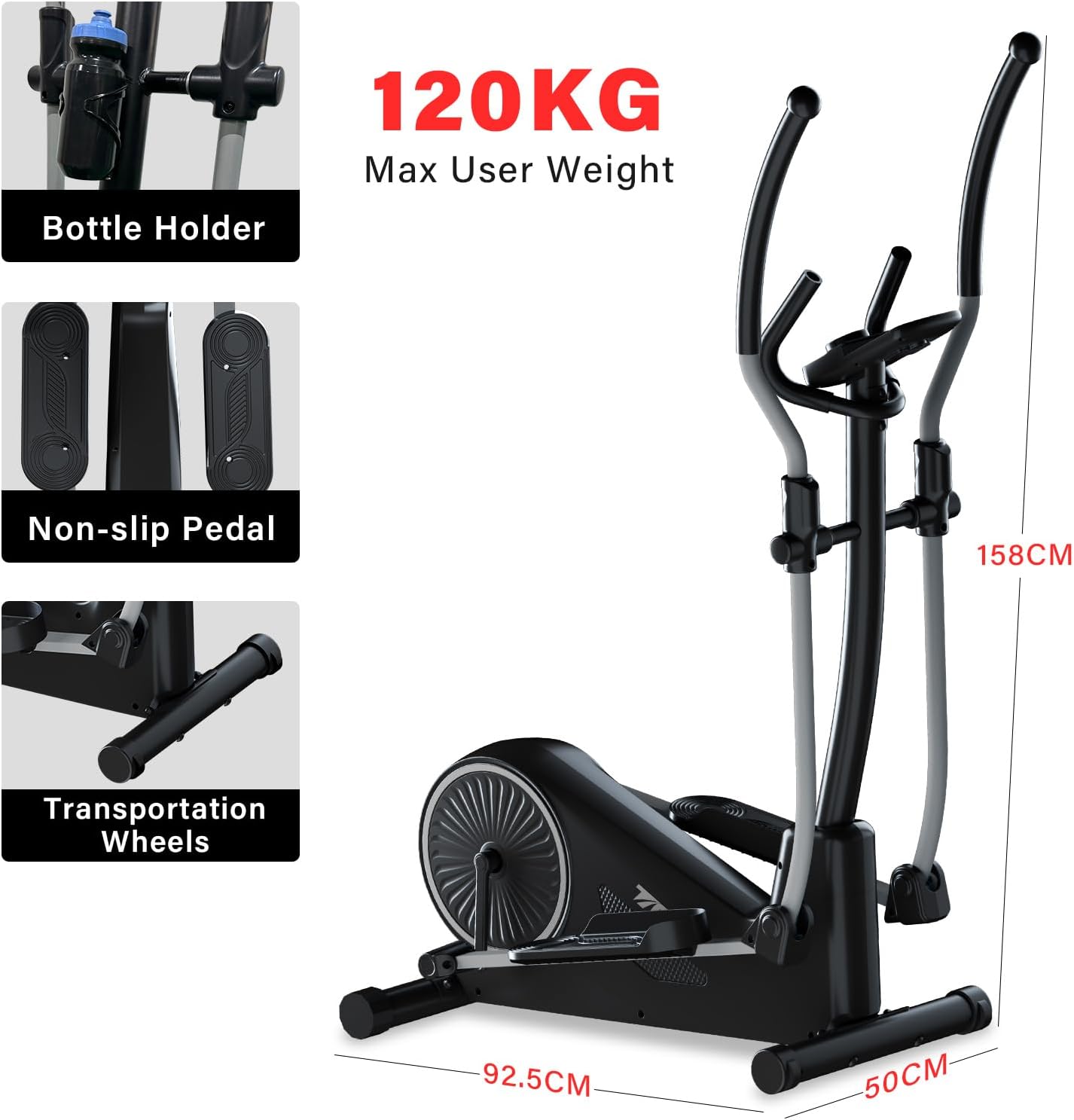 2-in-1 Heimtrainer Crosstrainer: Leiser Magnetischer Ellipsentrainer mit App