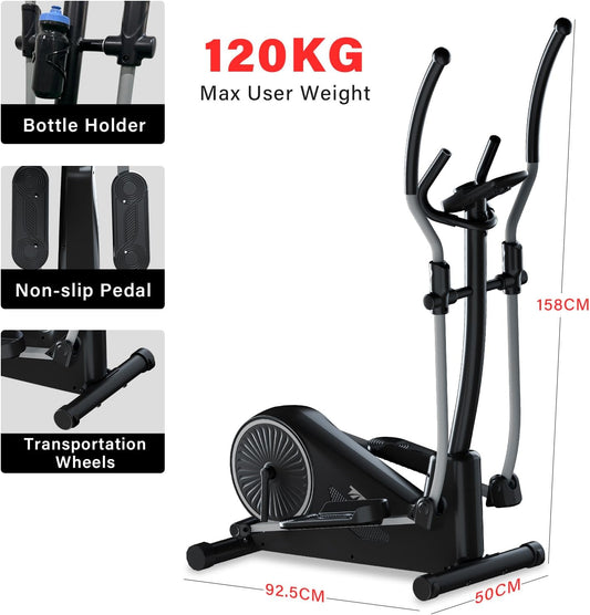 2-in-1 Heimtrainer Crosstrainer: Leiser Magnetischer Ellipsentrainer mit App