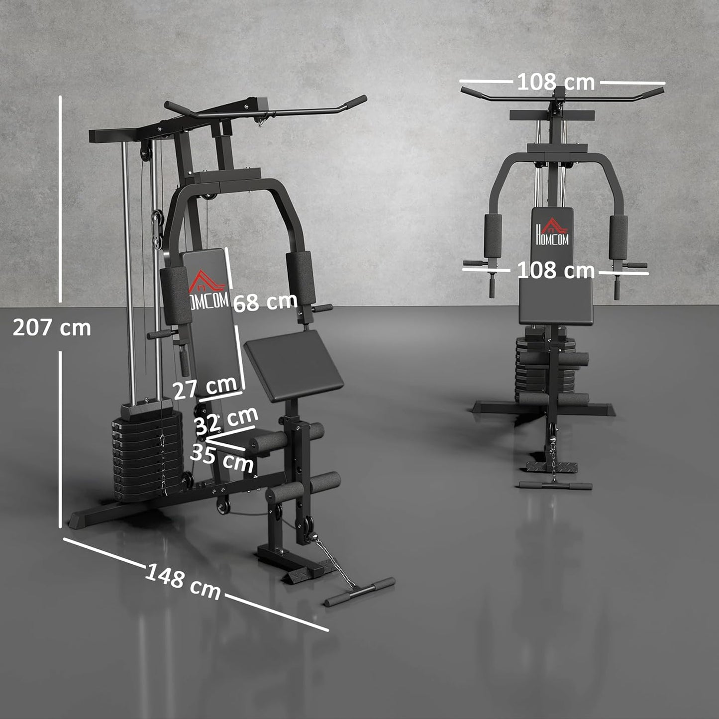 Home Gym Kraftstation – Latzug, Kabelzug, Brustpresse, Beintrainer