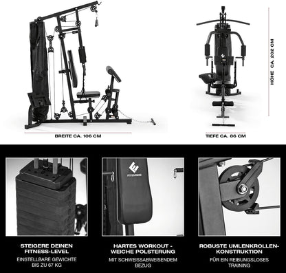 Kraftstation: Komplettes Home Gym mit 67 kg Gewichten