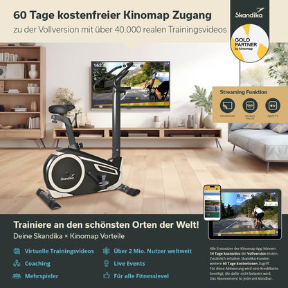 Morpheus: Ergometer mit App‑Steuerung, Pulsgurt und Tablethalter