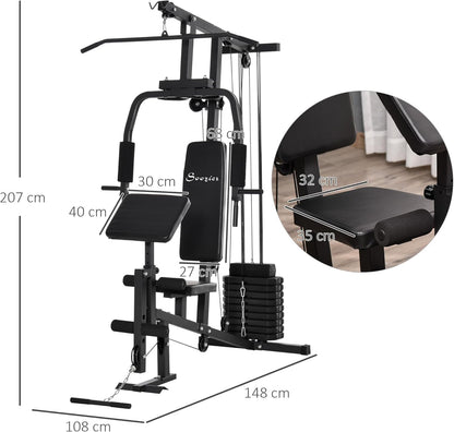 Home Gym Kraftstation – Latzug, Kabelzug, Brustpresse, Beintrainer