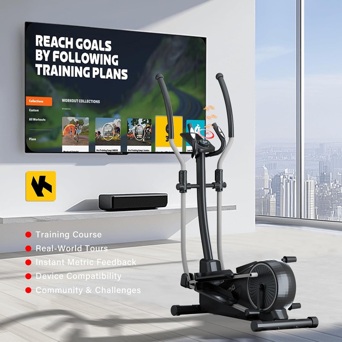2-in-1 Crosstrainer für Zuhause mit App & LCD Monitor