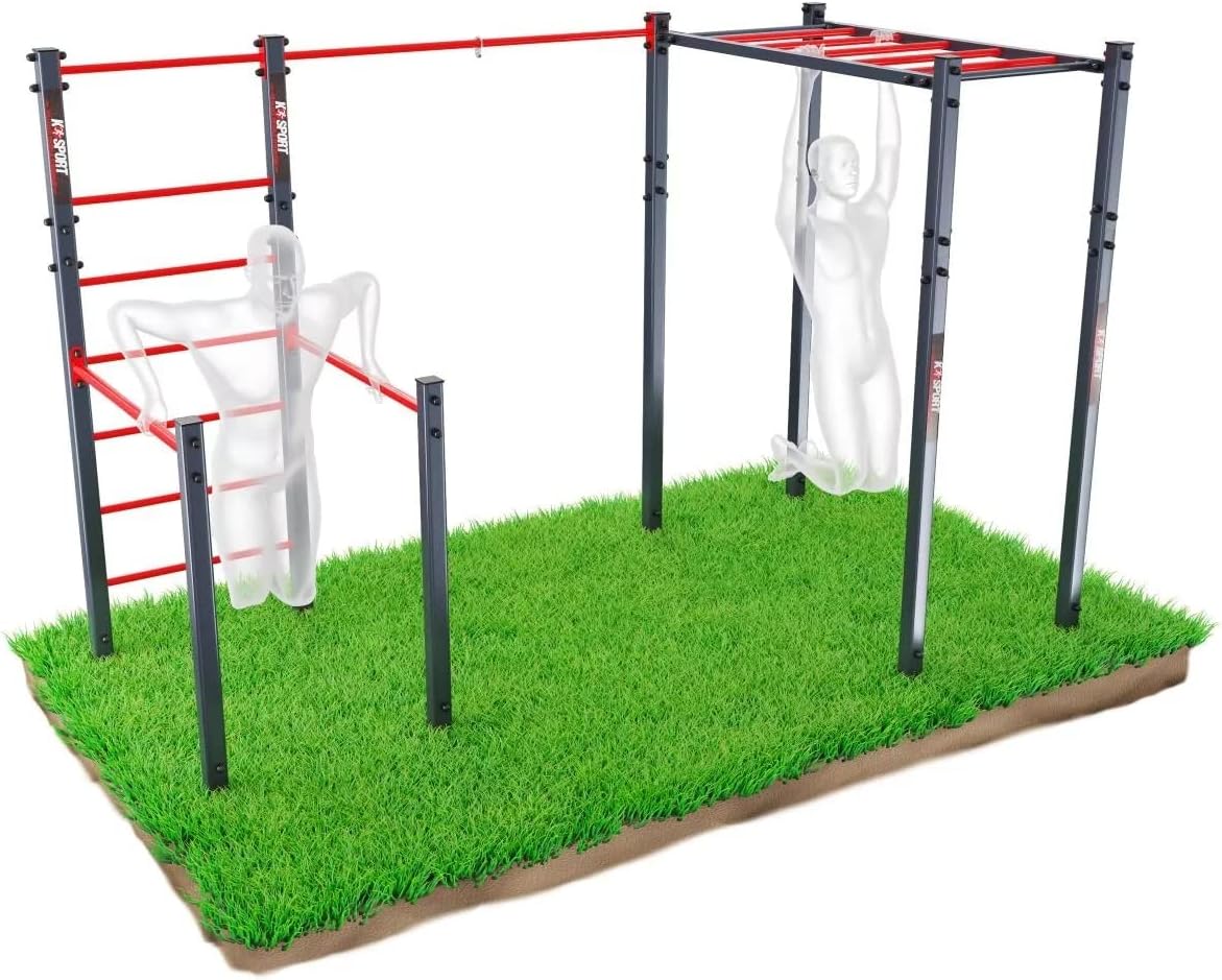 Calisthenics Turnstange: Wetterfeste Garten-Kraftstation mit Hangelleiter
