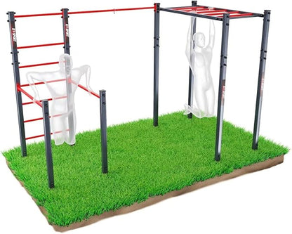 Calisthenics Turnstange: Wetterfeste Garten-Kraftstation mit Hangelleiter
