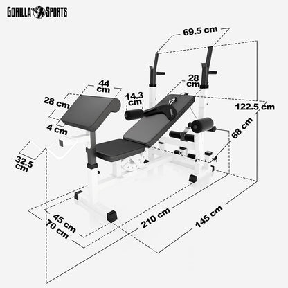 Sports Hantelbank mit Gewichten, 170 cm Stange und Hantelset