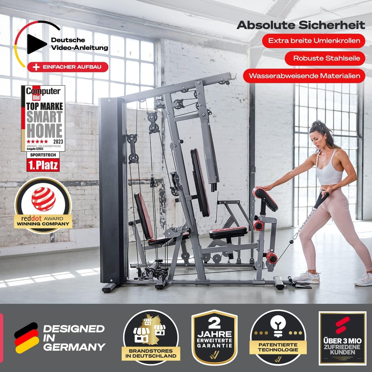 HGX300: Multifunktions-Kraftstation mit Beinpresse, Stepper & Powertower