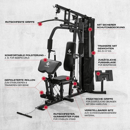 Kraftstation: Komplettes Home Gym mit 67 kg Gewichten
