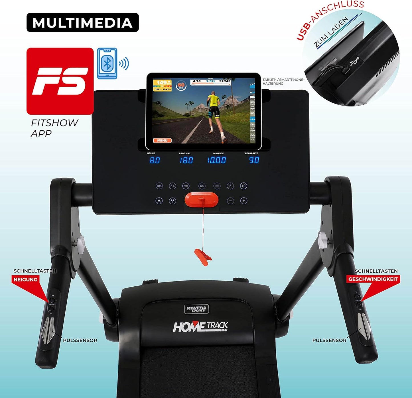 Sports HT3000 Laufband: 3.5 PS, 10 mph, 15% Steigung, App