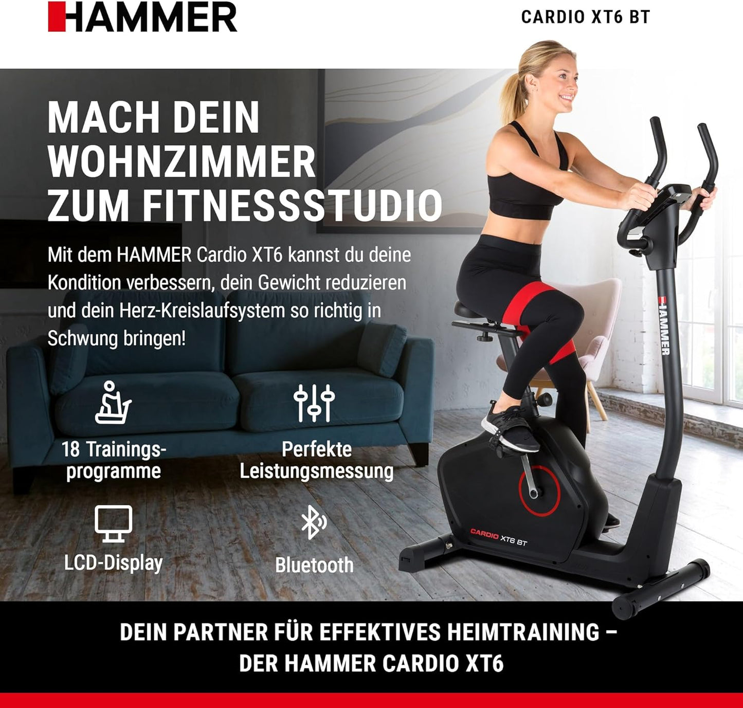 Cardio XT6/XT7 Ergometer Heimtrainer Fahrrad mit Bluetooth & App