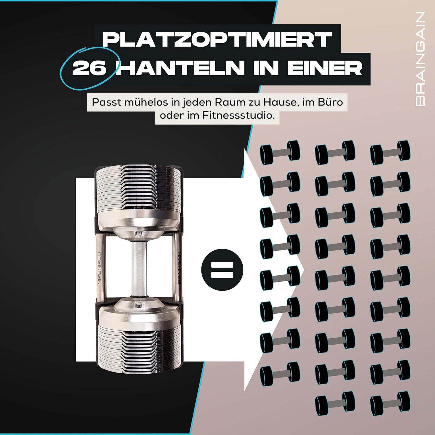 Verstellbare Hanteln: Chrom/Schwarz fürs Heimtraining