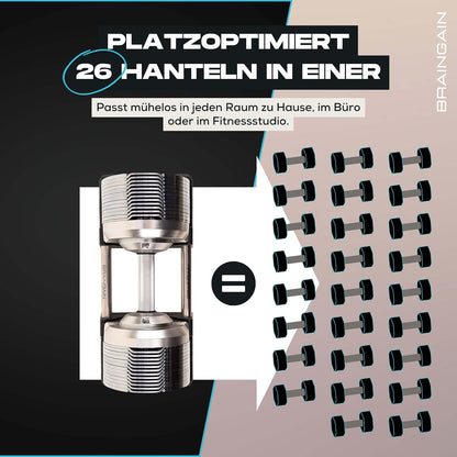 Verstellbare Hanteln: Chrom/Schwarz fürs Heimtraining