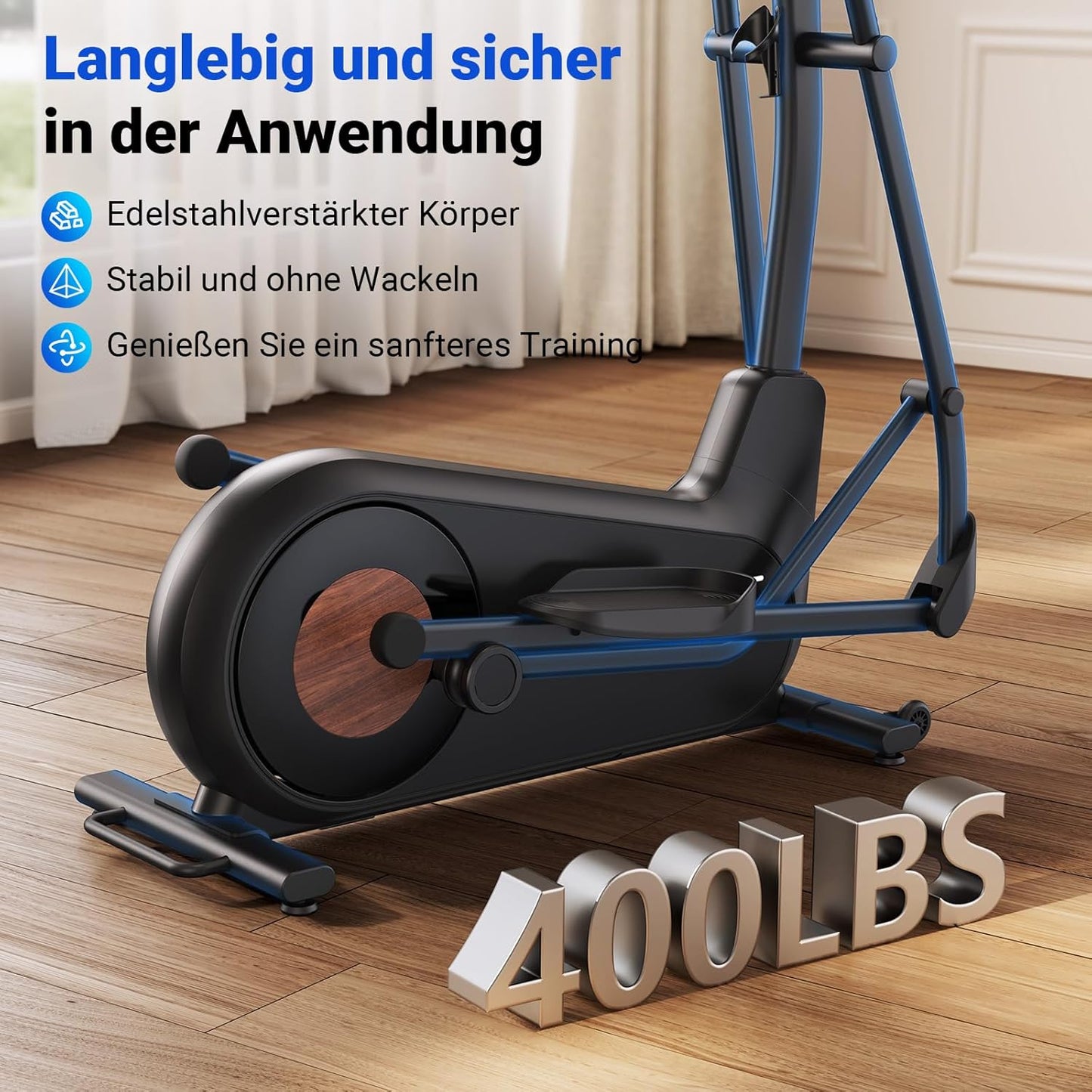 Heimtrainer Crosstrainer: Leise, Magnetisch, App, 8 Stufen, 160KG Kapazität