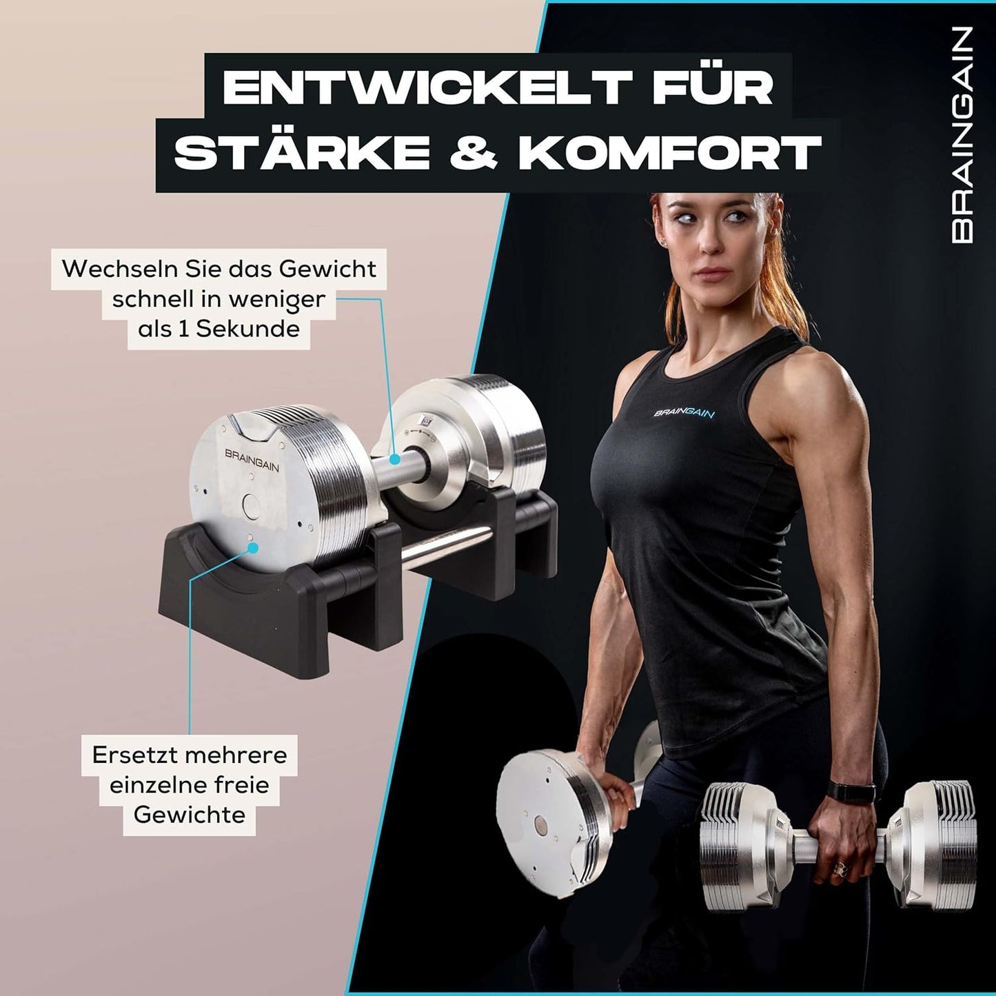 Verstellbare Hanteln: Chrom/Schwarz fürs Heimtraining