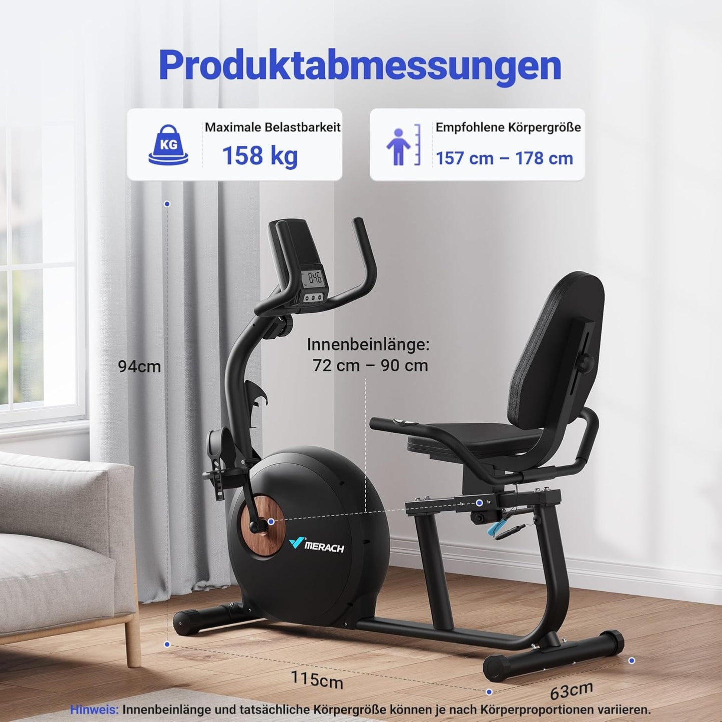 Liegeergometer: Heimtrainer mit Bluetooth und verstellbarer Rückenlehne