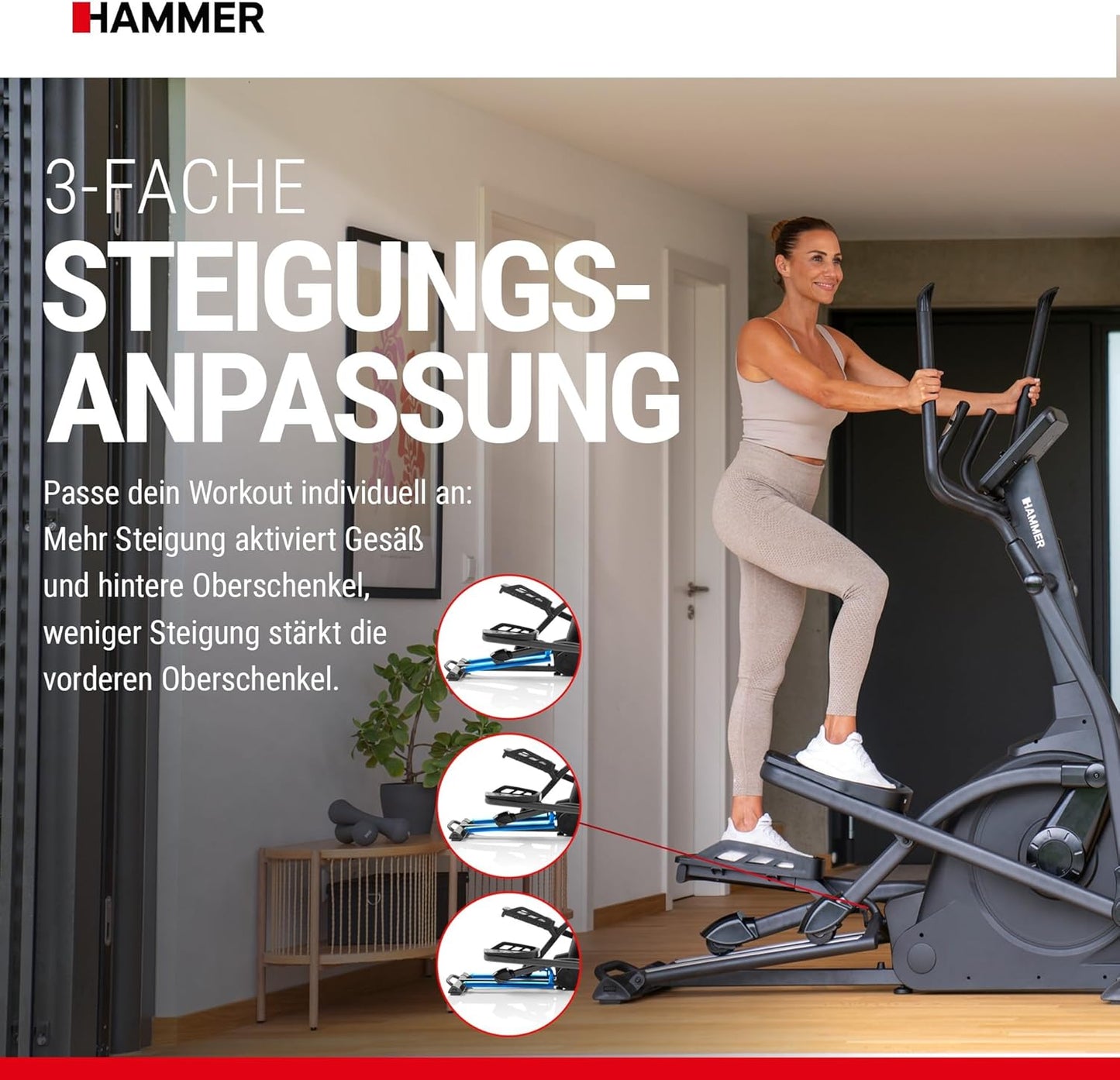 SpeedMotion II: Crosstrainer mit Steigung, 24 Programmen & 18 kg Schwungmasse