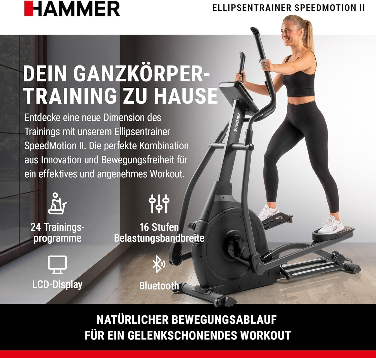 SpeedMotion II: Crosstrainer mit Steigung, 24 Programmen & 18 kg Schwungmasse