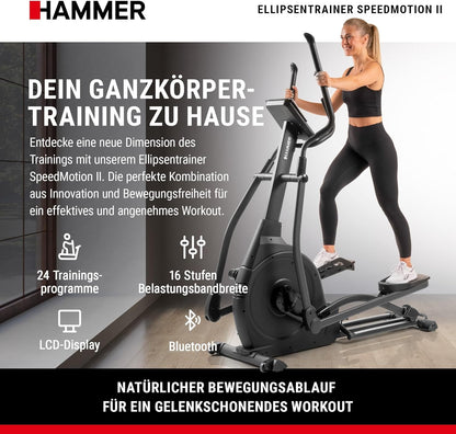 SpeedMotion II: Crosstrainer mit Steigung, 24 Programmen & 18 kg Schwungmasse