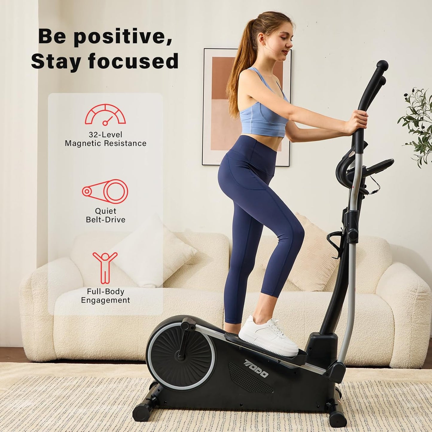 2-in-1 Heimtrainer Crosstrainer: Leiser Magnetischer Ellipsentrainer mit App