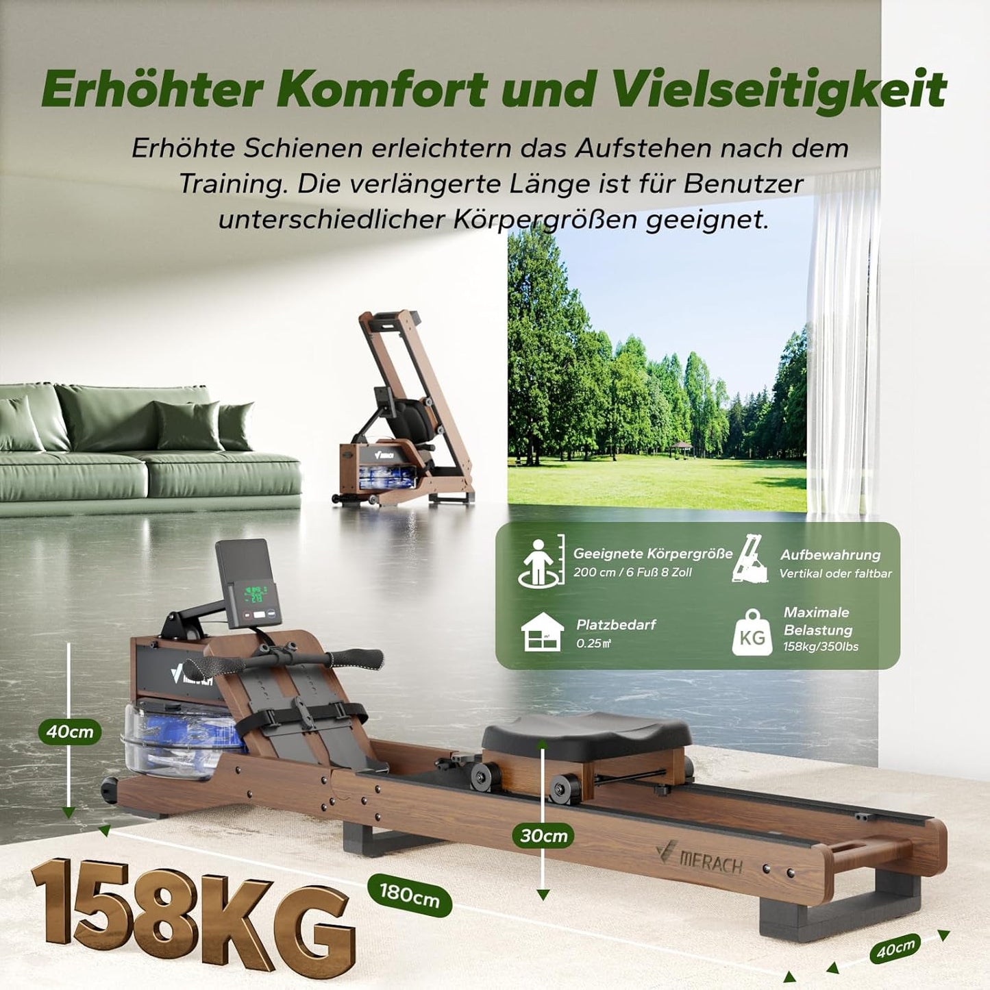 Wasser-Rudergerät aus Holz: Klappbar & interaktiv für Zuhause