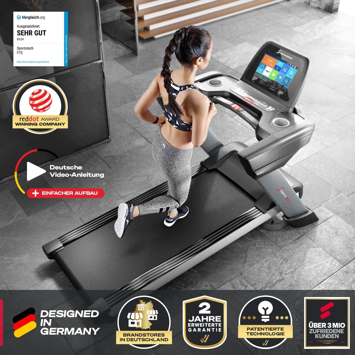 F75 Klappbar Profi Laufband mit Android Display, 7PS Leistung