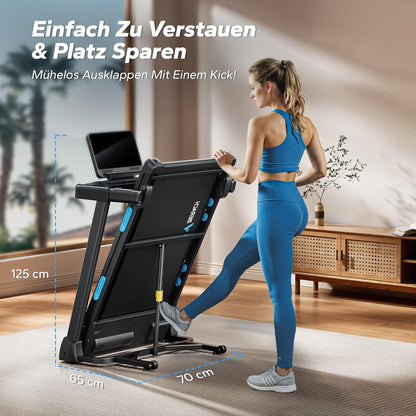 Klappbares Laufband: 2,5 PS, Steigung, 0,8–12 km/h für Zuhause