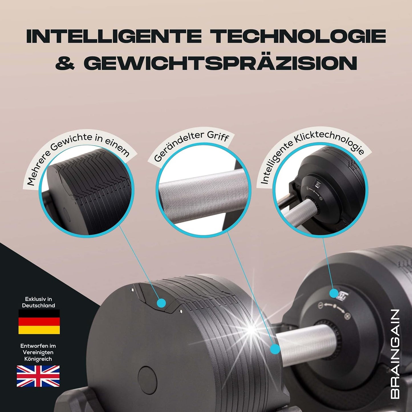 Verstellbare Hanteln: Chrom/Schwarz, Krafttraining für Zuhause