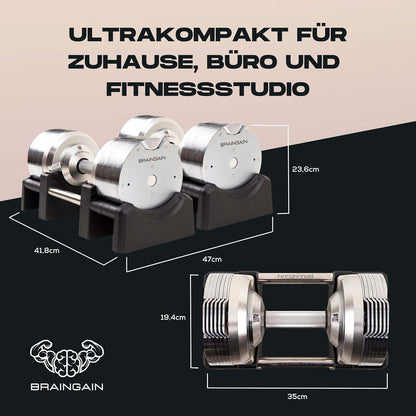Verstellbare Hanteln: Chrom/Schwarz fürs Heimtraining