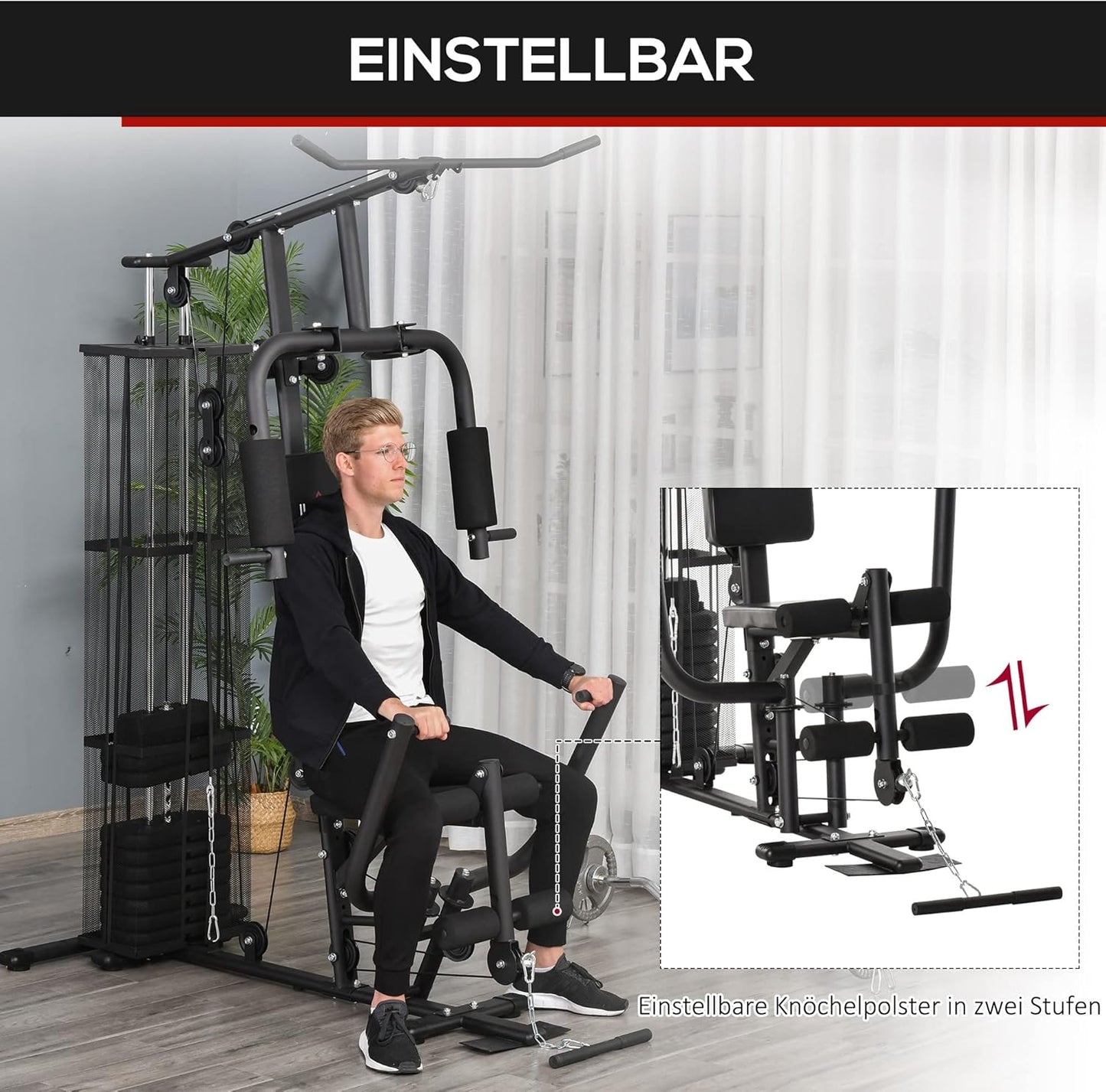 Kraftstation: Multifunktional mit Latzug, Butterfly und 45 kg Gewichten