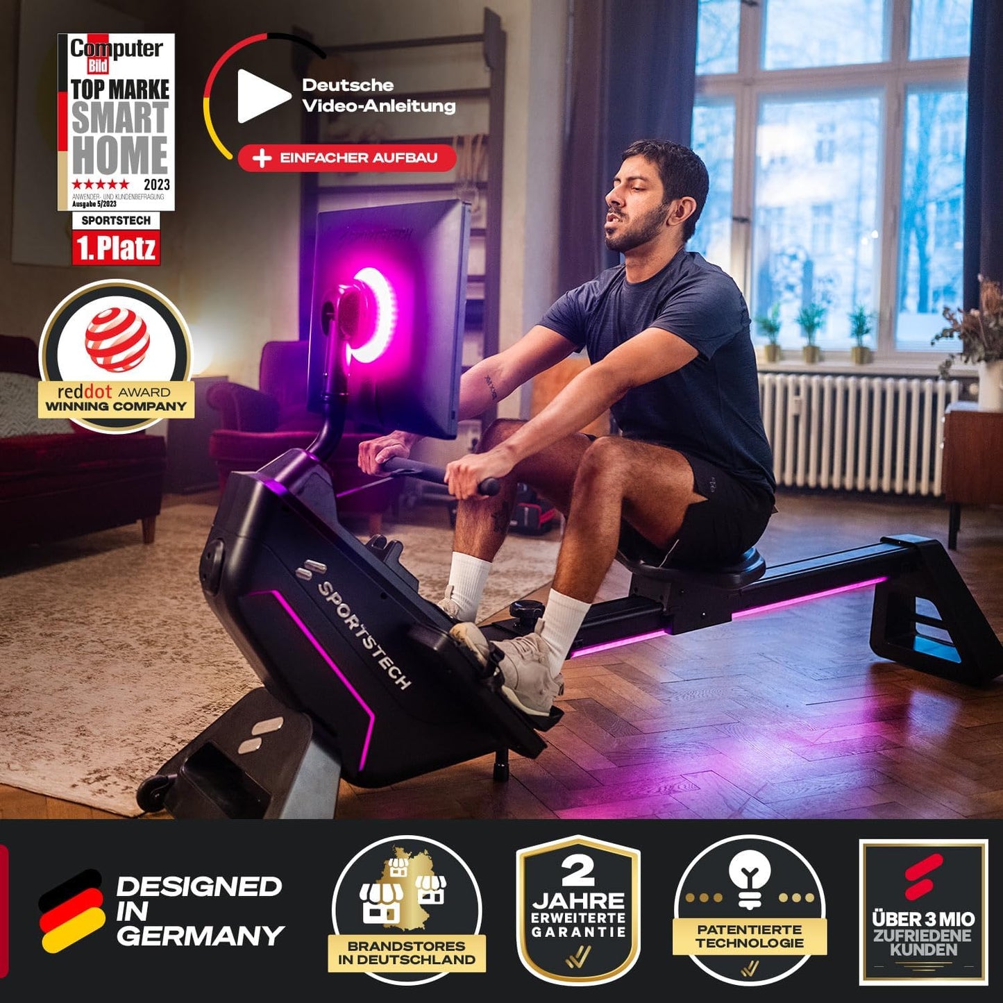 Premium Rudergerät mit 21,5" Touchscreen & App