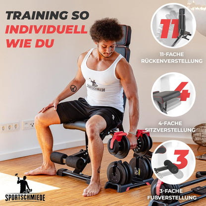 E: Verstellbare, klappbare Schrägbank fürs Heimtraining