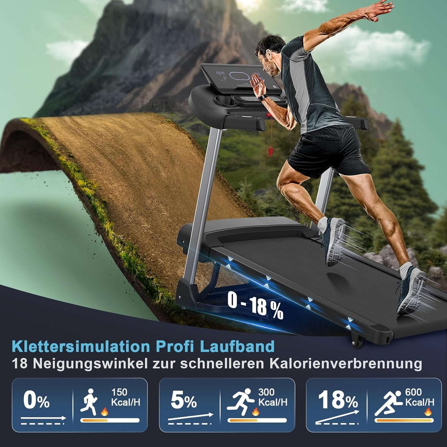 Laufband: Hochgeschwindig, 7 PS, große Lauffläche, klappbar