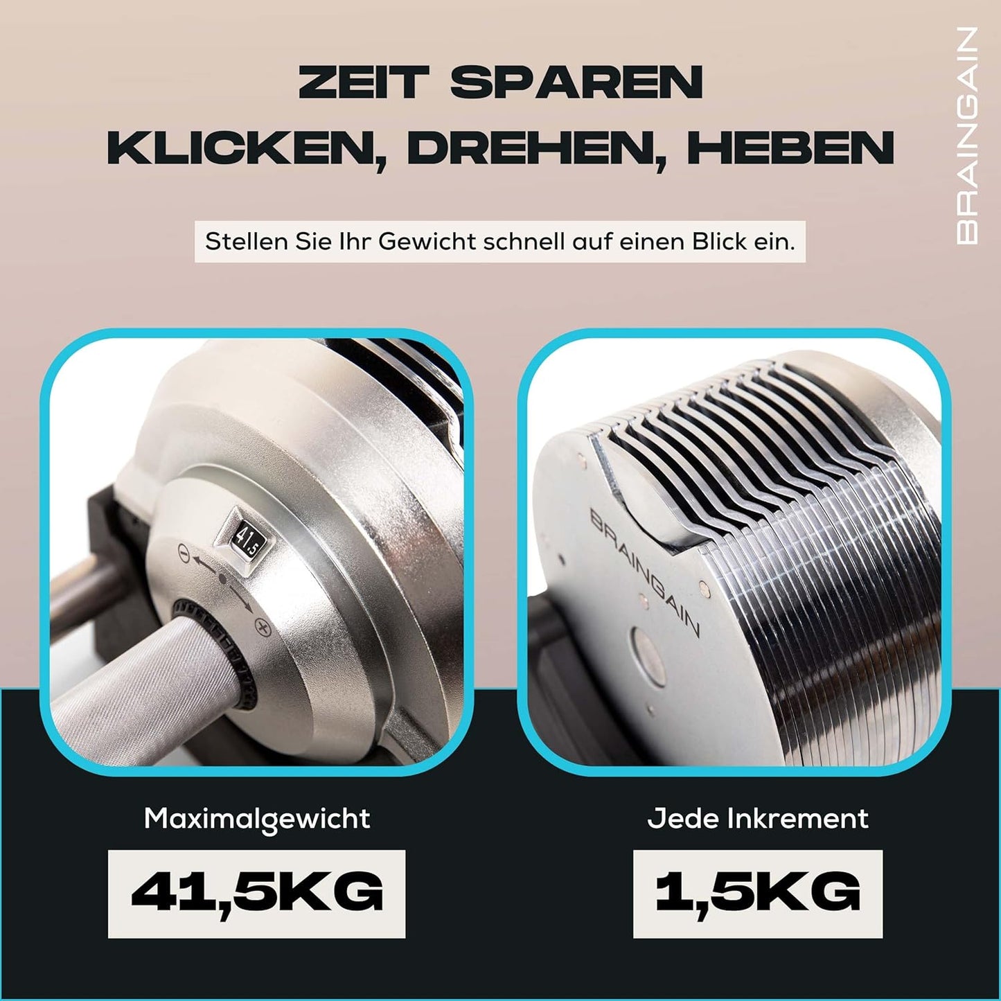 Verstellbare Hanteln: Chrom/Schwarz fürs Heimtraining