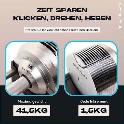 Verstellbare Hanteln: Chrom/Schwarz fürs Heimtraining