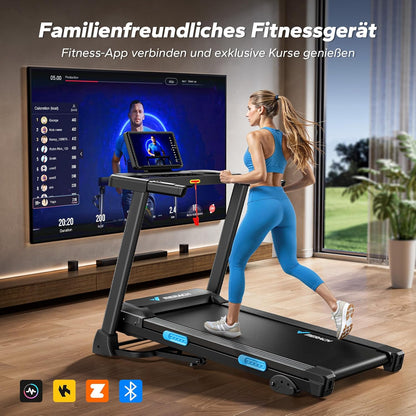 Klappbares Laufband: 2,5 PS, Steigung, 0,8–12 km/h für Zuhause