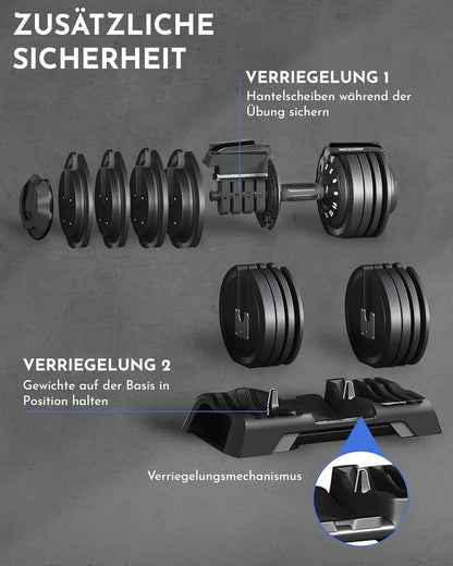 P Verstellbare Kurzhantel 2–40 kg mit Schnellverstellung, Einzelstück