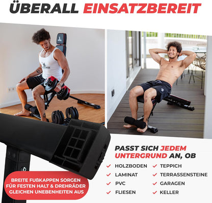E: Verstellbare, klappbare Schrägbank fürs Heimtraining