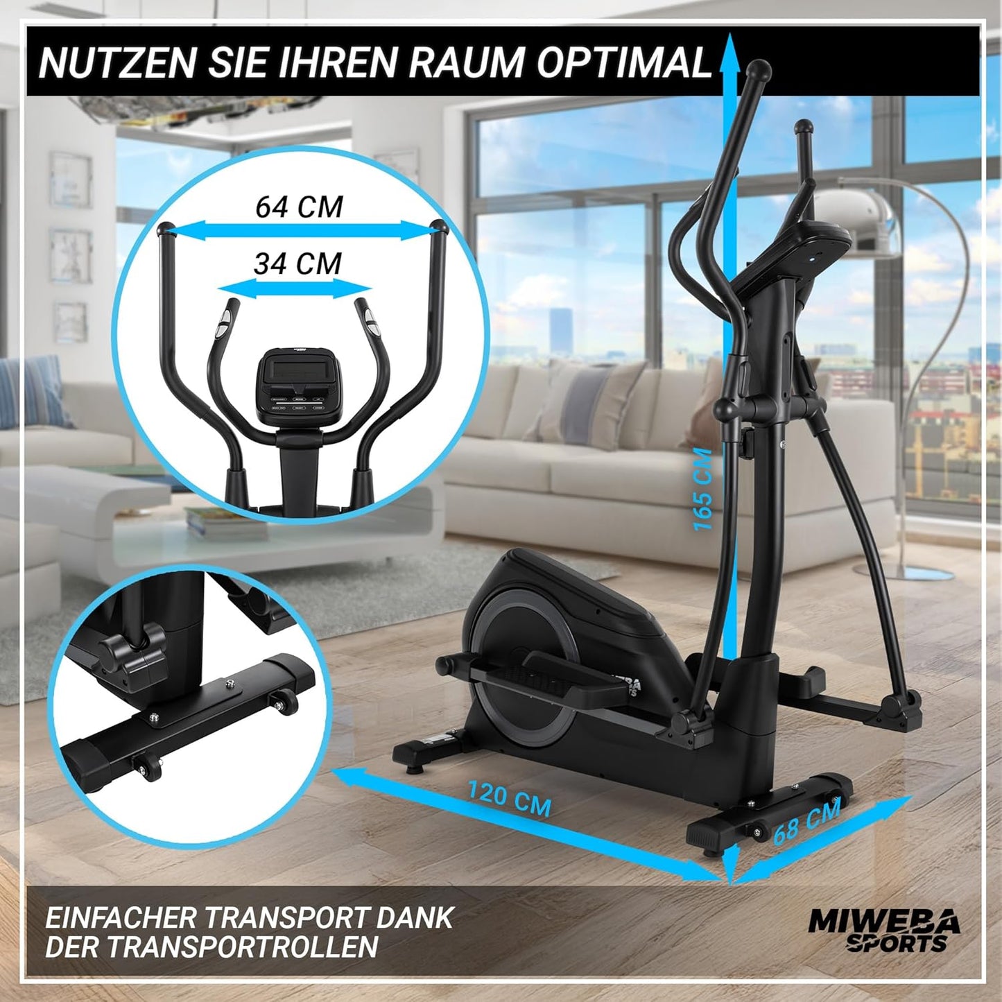 Sports MC500 Crosstrainer: Leise, 7kg Schwungmasse, LCD Monitor, Heimtrainer