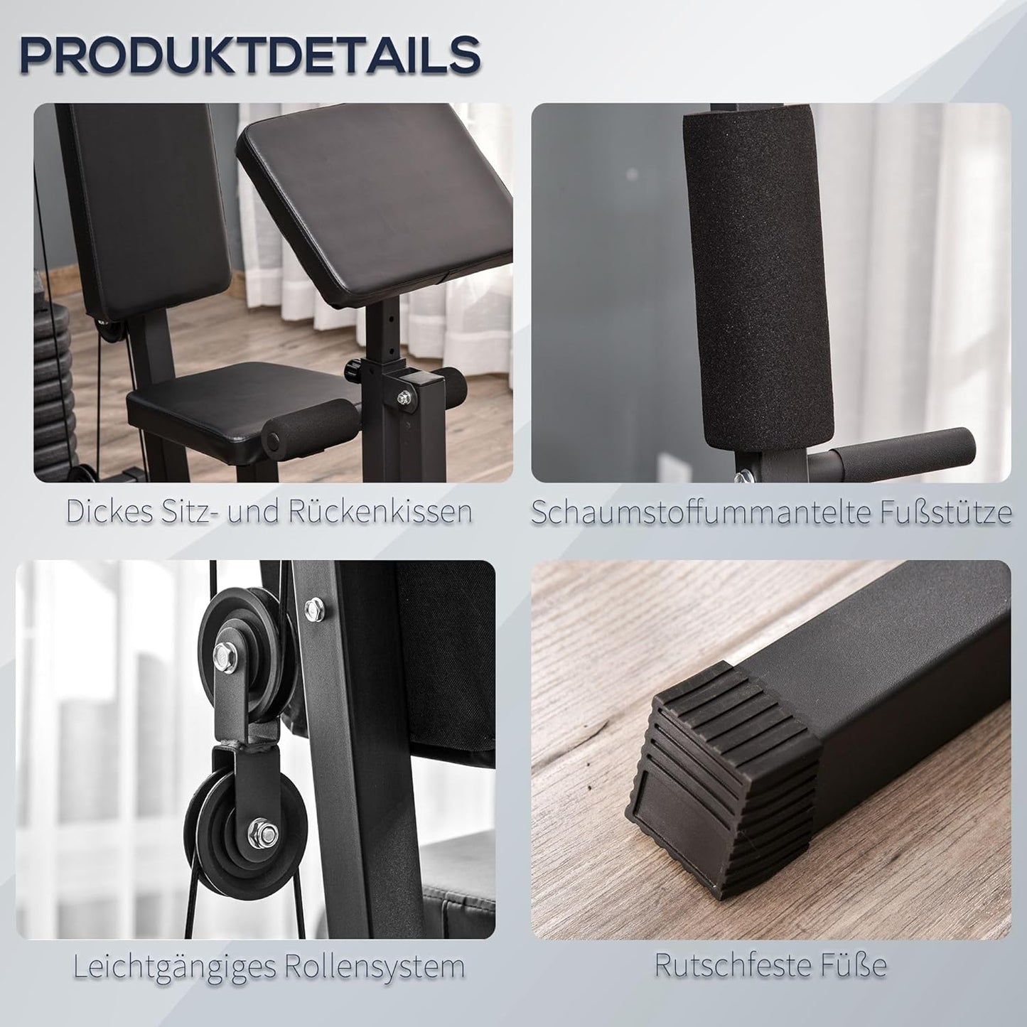 Home Gym Kraftstation – Latzug, Kabelzug, Brustpresse, Beintrainer