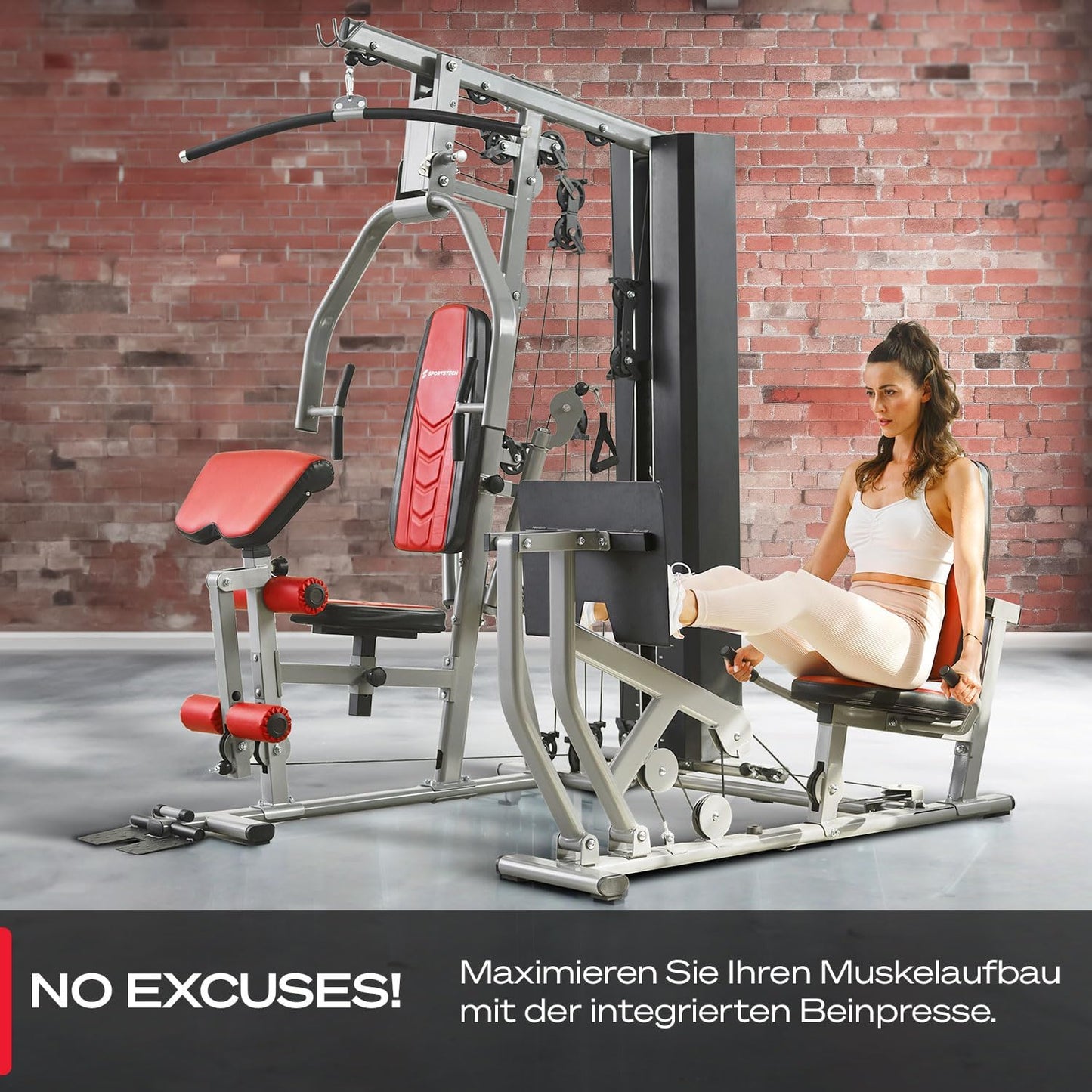 HGX300: Multifunktions-Kraftstation mit Beinpresse, Stepper & Powertower
